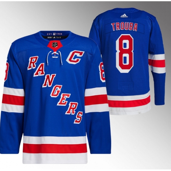 Men New York Rangers 8 Jacob Trouba Blue Stitched Jersey Men New York Rangers 8 Jacob Trouba Blue Stitched Jersey