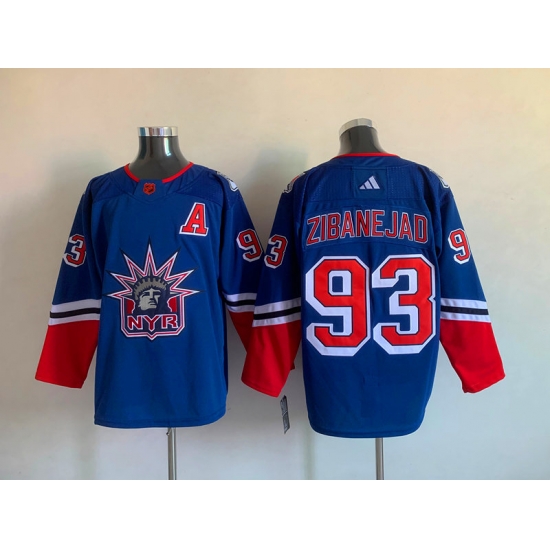 Men New York Rangers Mika Zibanejad #93 Blue 2022 Reverse Retro Stitched Jersey Men New York Rangers Mika Zibanejad #93 Blue 2022 Reverse Retro Stitched Jersey