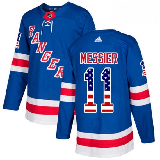 Mens Adidas New York Rangers 11 Mark Messier Authentic Royal Blue USA Flag Fashion NHL Jersey Mens Adidas New York Rangers 11 Mark Messier Authentic Royal Blue USA Flag Fashion NHL Jersey
