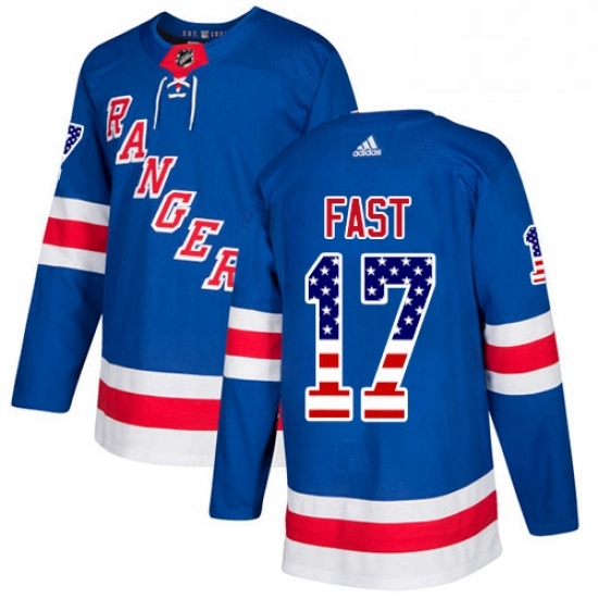 Mens Adidas New York Rangers 17 Jesper Fast Authentic Royal Blue USA Flag Fashion NHL Jersey Mens Adidas New York Rangers 17 Jesper Fast Authentic Royal Blue USA Flag Fashion NHL Jersey