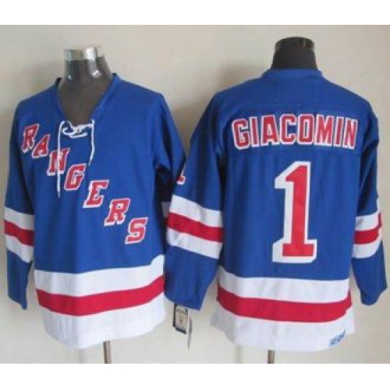 New York Rangers #1 Eddie Giacomin Light Blue CCM Throwback Stitched NHL Jersey New York Rangers #1 Eddie Giacomin Light Blue CCM Throwback Stitched NHL Jersey