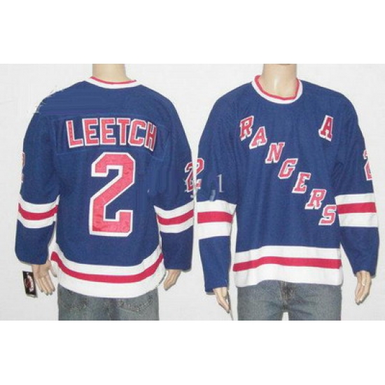 New York Rangers 2 Brian Leetch A patch blue color Ice Hockey jerseys New York Rangers 2 Brian Leetch A patch blue color Ice Hockey jerseys