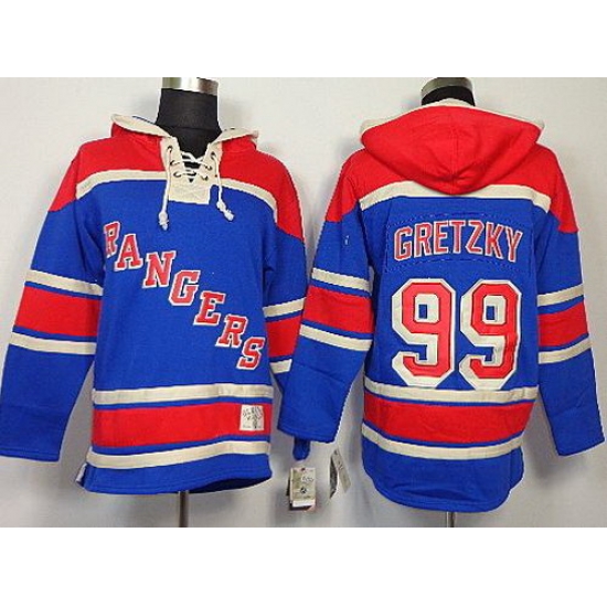 New York Rangers 99 Wayne Gretzky Blue Lace-Up Jersey Hoodies New York Rangers 99 Wayne Gretzky Blue Lace-Up Jersey Hoodies