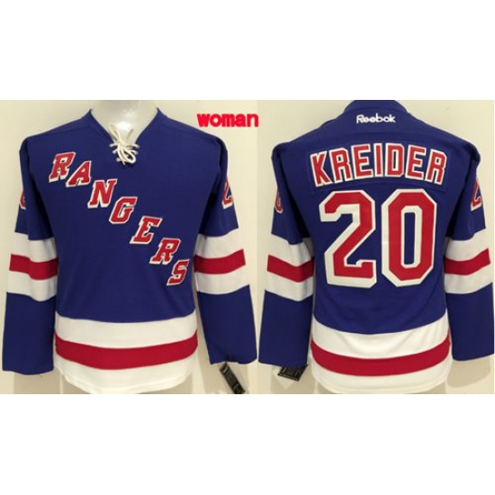 Rangers #20 Chris Kreider Blue Womens Home Stitched NHL Jersey Rangers #20 Chris Kreider Blue Womens Home Stitched NHL Jersey