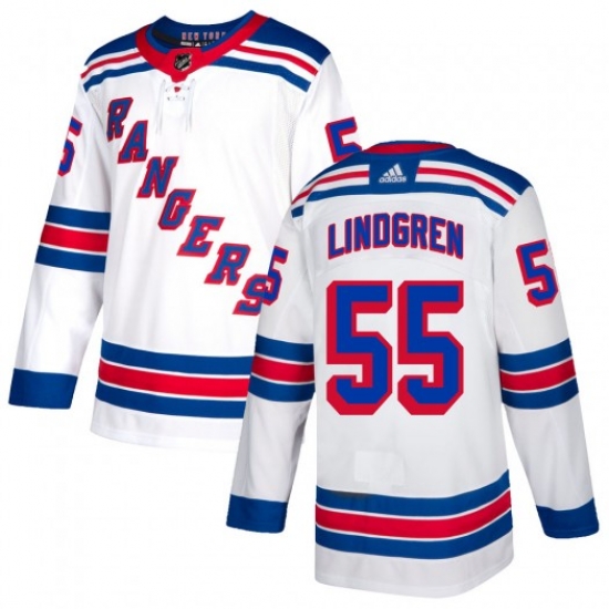 Ryan Lindgren New York Rangers Men's Adidas Authentic White Jersey Ryan Lindgren New York Rangers Men's Adidas Authentic White Jersey