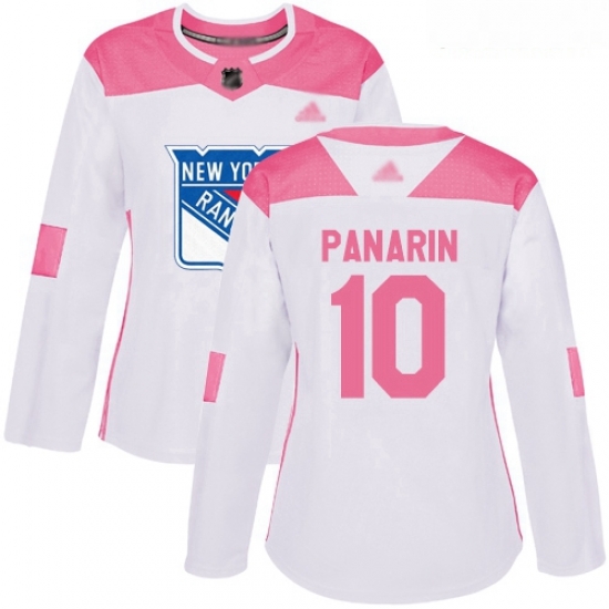 Rangers #10 Artemi Panarin White Pink Authentic Fashion Women Stitched Hockey Jersey Rangers #10 Artemi Panarin White Pink Authentic Fashion Women Stitched Hockey Jersey