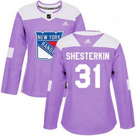 Women Adidas New York Rangers 31 Igor Shesterkin Purple Fights Cancer Practice NHL Jersey Women Adidas New York Rangers 31 Igor Shesterkin Purple Fights Cancer Practice NHL Jersey