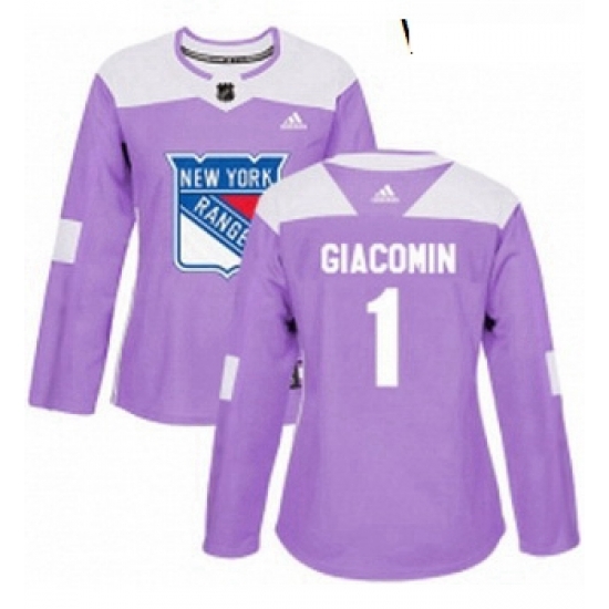 Womens Adidas New York Rangers 1 Eddie Giacomin Authentic Purple Fights Cancer Practice NHL Jersey Womens Adidas New York Rangers 1 Eddie Giacomin Authentic Purple Fights Cancer Practice NHL Jersey