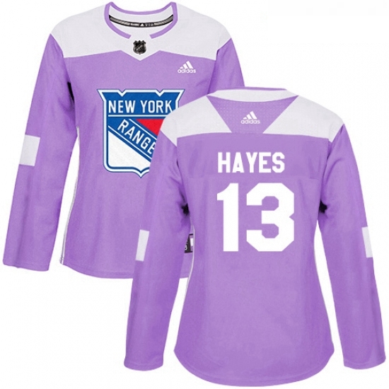 Womens Adidas New York Rangers 13 Kevin Hayes Authentic Purple Fights Cancer Practice NHL Jersey Womens Adidas New York Rangers 13 Kevin Hayes Authentic Purple Fights Cancer Practice NHL Jersey