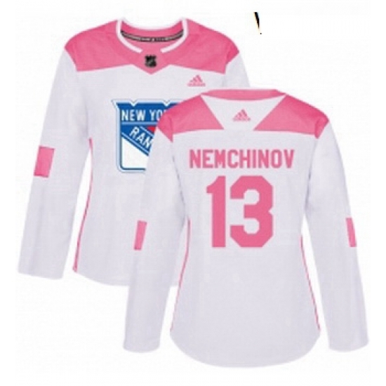 Womens Adidas New York Rangers 13 Sergei Nemchinov Authentic WhitePink Fashion NHL Jersey Womens Adidas New York Rangers 13 Sergei Nemchinov Authentic WhitePink Fashion NHL Jersey