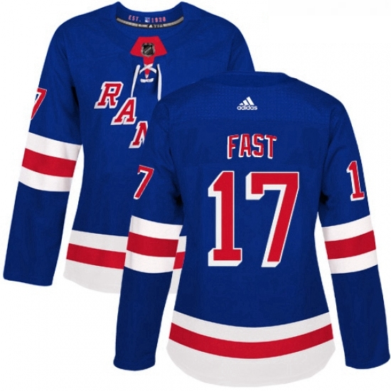 Womens Adidas New York Rangers 17 Jesper Fast Authentic Royal Blue Home NHL Jersey Womens Adidas New York Rangers 17 Jesper Fast Authentic Royal Blue Home NHL Jersey