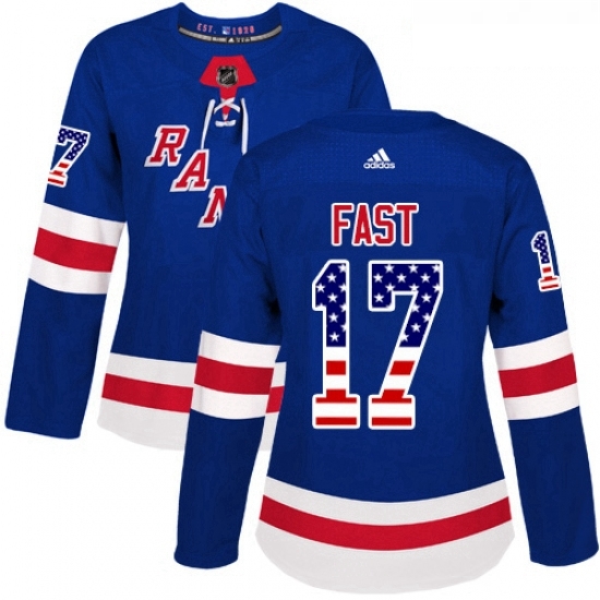 Womens Adidas New York Rangers 17 Jesper Fast Authentic Royal Blue USA Flag Fashion NHL Jersey Womens Adidas New York Rangers 17 Jesper Fast Authentic Royal Blue USA Flag Fashion NHL Jersey