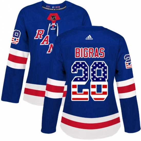 Womens Adidas New York Rangers 28 Chris Bigras Authentic Royal Blue USA Flag Fashion NHL Jersey Womens Adidas New York Rangers 28 Chris Bigras Authentic Royal Blue USA Flag Fashion NHL Jersey