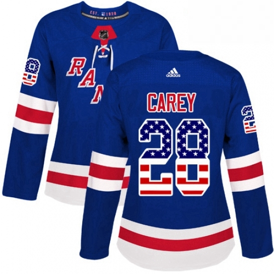 Womens Adidas New York Rangers 28 Paul Carey Authentic Royal Blue USA Flag Fashion NHL Jersey Womens Adidas New York Rangers 28 Paul Carey Authentic Royal Blue USA Flag Fashion NHL Jersey