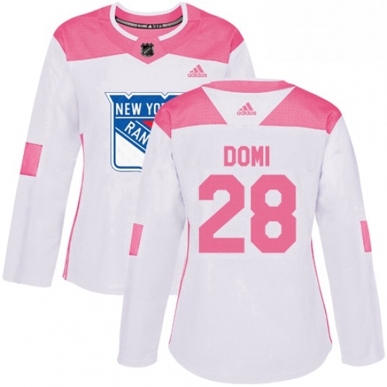 Womens Adidas New York Rangers 28 Tie Domi Authentic WhitePink Fashion NHL Jersey Womens Adidas New York Rangers 28 Tie Domi Authentic WhitePink Fashion NHL Jersey