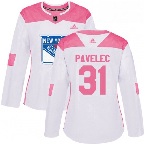 Womens Adidas New York Rangers 31 Ondrej Pavelec Authentic WhitePink Fashion NHL Jersey Womens Adidas New York Rangers 31 Ondrej Pavelec Authentic WhitePink Fashion NHL Jersey
