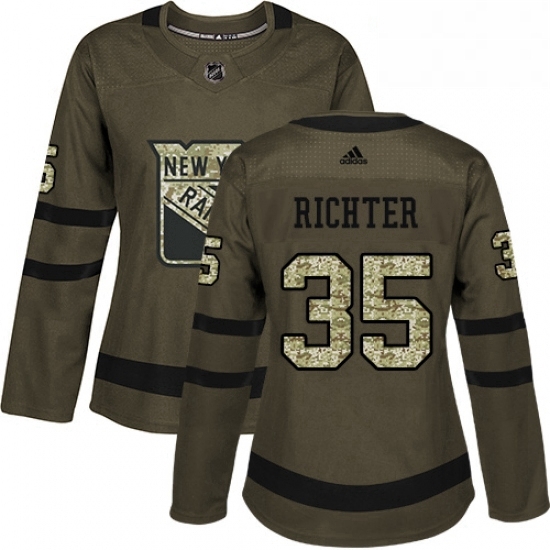 Womens Adidas New York Rangers 35 Mike Richter Authentic Green Salute to Service NHL Jersey Womens Adidas New York Rangers 35 Mike Richter Authentic Green Salute to Service NHL Jersey
