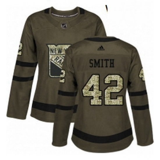 Womens Adidas New York Rangers 42 Brendan Smith Authentic Green Salute to Service NHL Jersey Womens Adidas New York Rangers 42 Brendan Smith Authentic Green Salute to Service NHL Jersey
