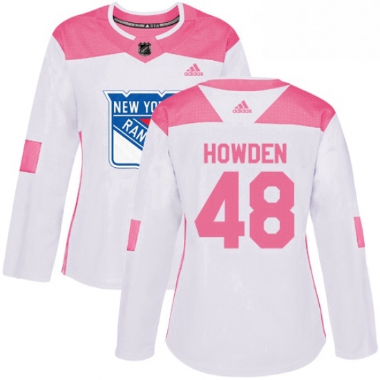 Womens Adidas New York Rangers 48 Brett Howden Authentic White Pink Fashion NHL Jersey Womens Adidas New York Rangers 48 Brett Howden Authentic White Pink Fashion NHL Jersey