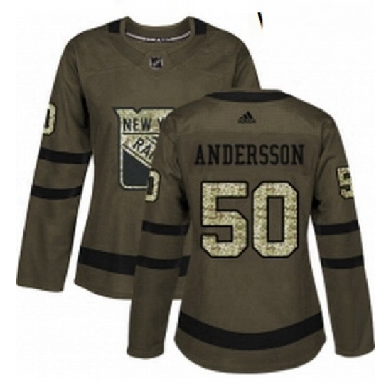 Womens Adidas New York Rangers 50 Lias Andersson Authentic Green Salute to Service NHL Jersey Womens Adidas New York Rangers 50 Lias Andersson Authentic Green Salute to Service NHL Jersey