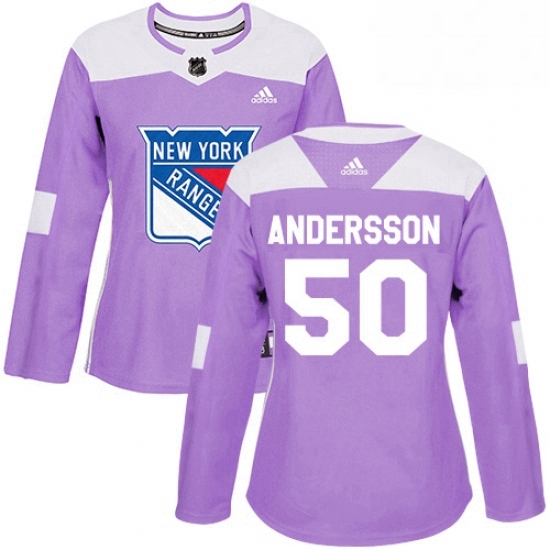 Womens Adidas New York Rangers 50 Lias Andersson Authentic Purple Fights Cancer Practice NHL Jersey Womens Adidas New York Rangers 50 Lias Andersson Authentic Purple Fights Cancer Practice NHL Jersey