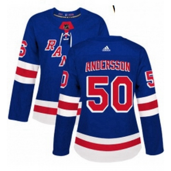 Womens Adidas New York Rangers 50 Lias Andersson Authentic Royal Blue Home NHL Jersey Womens Adidas New York Rangers 50 Lias Andersson Authentic Royal Blue Home NHL Jersey