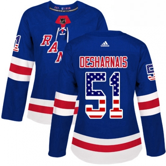 Womens Adidas New York Rangers 51 David Desharnais Authentic Royal Blue USA Flag Fashion NHL Jersey Womens Adidas New York Rangers 51 David Desharnais Authentic Royal Blue USA Flag Fashion NHL Jersey