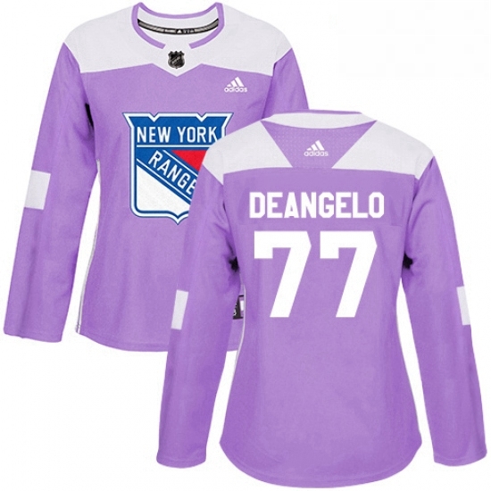 Womens Adidas New York Rangers 77 Anthony DeAngelo Authentic Purple Fights Cancer Practice NHL Jersey Womens Adidas New York Rangers 77 Anthony DeAngelo Authentic Purple Fights Cancer Practice NHL Jersey