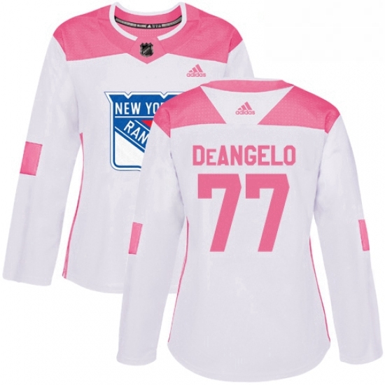 Womens Adidas New York Rangers 77 Anthony DeAngelo Authentic WhitePink Fashion NHL Jersey Womens Adidas New York Rangers 77 Anthony DeAngelo Authentic WhitePink Fashion NHL Jersey
