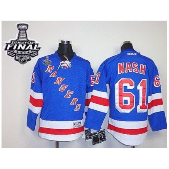Kids New York Rangers #61 Rick Nash Blue Home With 2014 Stanley Cup Finals Stitched NHL Jerseys Kids New York Rangers #61 Rick Nash Blue Home With 2014 Stanley Cup Finals Stitched NHL Jerseys