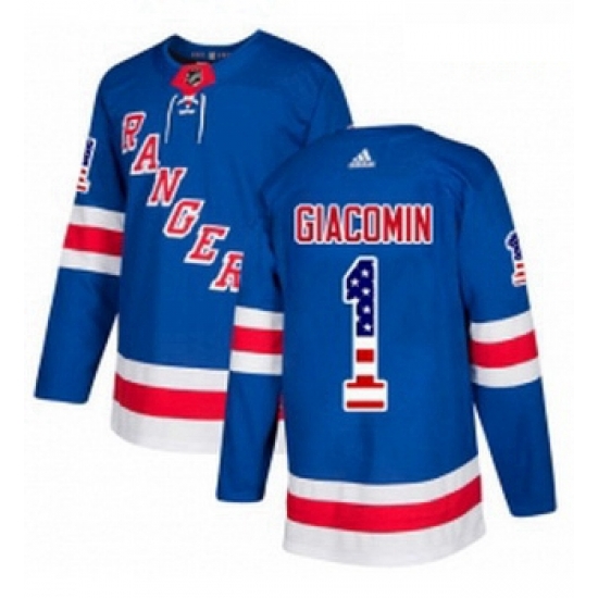 Youth Adidas New York Rangers 1 Eddie Giacomin Authentic Royal Blue USA Flag Fashion NHL Jersey Youth Adidas New York Rangers 1 Eddie Giacomin Authentic Royal Blue USA Flag Fashion NHL Jersey