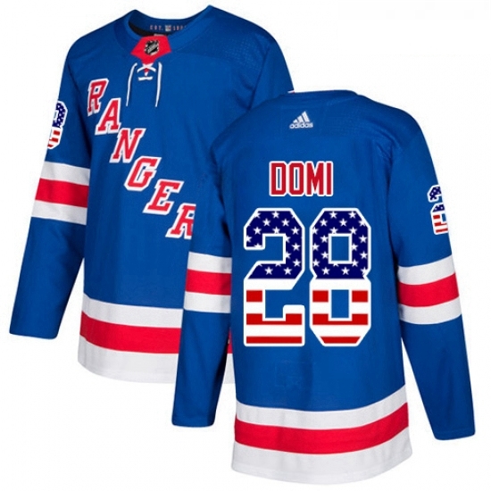 Youth Adidas New York Rangers 28 Tie Domi Authentic Royal Blue USA Flag Fashion NHL Jersey Youth Adidas New York Rangers 28 Tie Domi Authentic Royal Blue USA Flag Fashion NHL Jersey