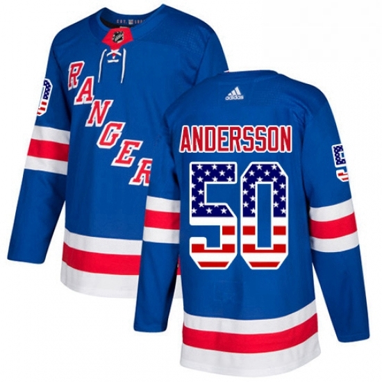 Youth Adidas New York Rangers 50 Lias Andersson Authentic Royal Blue USA Flag Fashion NHL Jersey Youth Adidas New York Rangers 50 Lias Andersson Authentic Royal Blue USA Flag Fashion NHL Jersey