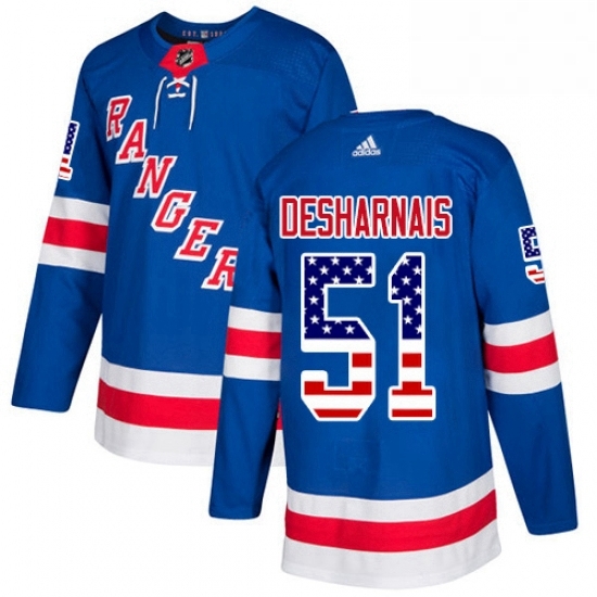 Youth Adidas New York Rangers 51 David Desharnais Authentic Royal Blue USA Flag Fashion NHL Jersey Youth Adidas New York Rangers 51 David Desharnais Authentic Royal Blue USA Flag Fashion NHL Jersey