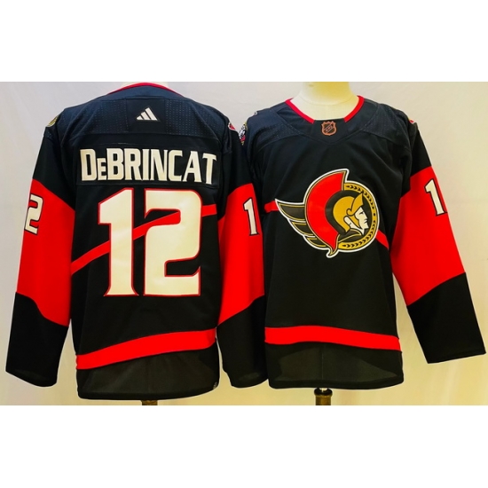 Men Ottawa Senators 12 Alex DeBrincat 2022 23 Reverse Black Stitched Jersey Men Ottawa Senators 12 Alex DeBrincat 2022 23 Reverse Black Stitched Jersey