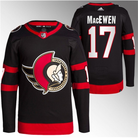 Men Ottawa Senators 17 Zack MacEwen Black Premier Breakaway Stitched Jersey Men Ottawa Senators 17 Zack MacEwen Black Premier Breakaway Stitched Jersey