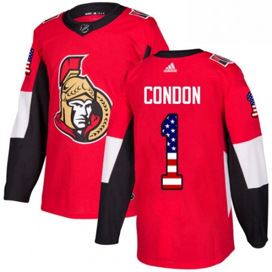 Mens Adidas Ottawa Senators 1 Mike Condon Authentic Red USA Flag Fashion NHL Jersey Mens Adidas Ottawa Senators 1 Mike Condon Authentic Red USA Flag Fashion NHL Jersey