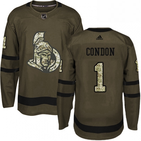 Mens Adidas Ottawa Senators 1 Mike Condon Premier Green Salute to Service NHL Jersey Mens Adidas Ottawa Senators 1 Mike Condon Premier Green Salute to Service NHL Jersey