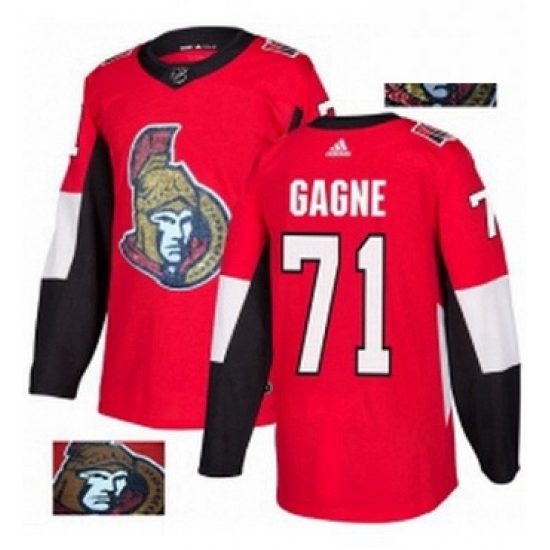 Mens Adidas Ottawa Senators 71 Gabriel Gagne Authentic Red Fashion Gold NHL Jersey 