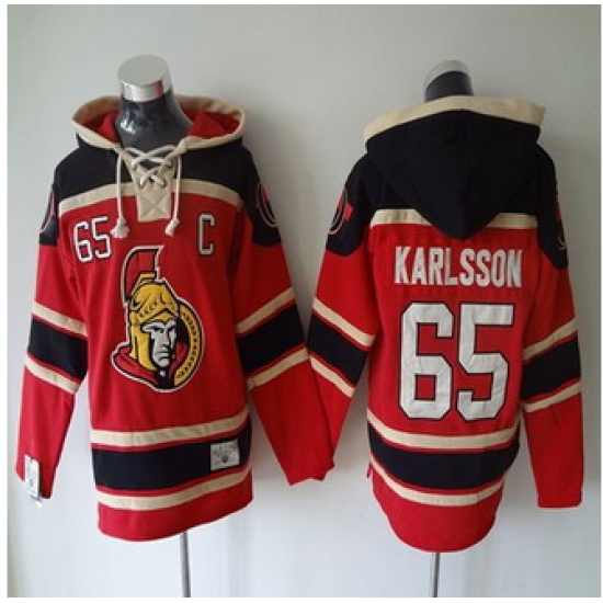 Ottawa Senators #65 Erik Karlsson Red Sawyer Hooded Sweatshirt Stitched NHL Ottawa Senators #65 Erik Karlsson Red Sawyer Hooded Sweatshirt Stitched NHL