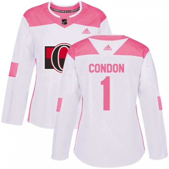 Womens Adidas Ottawa Senators 1 Mike Condon Authentic WhitePink Fashion NHL Jersey Womens Adidas Ottawa Senators 1 Mike Condon Authentic WhitePink Fashion NHL Jersey