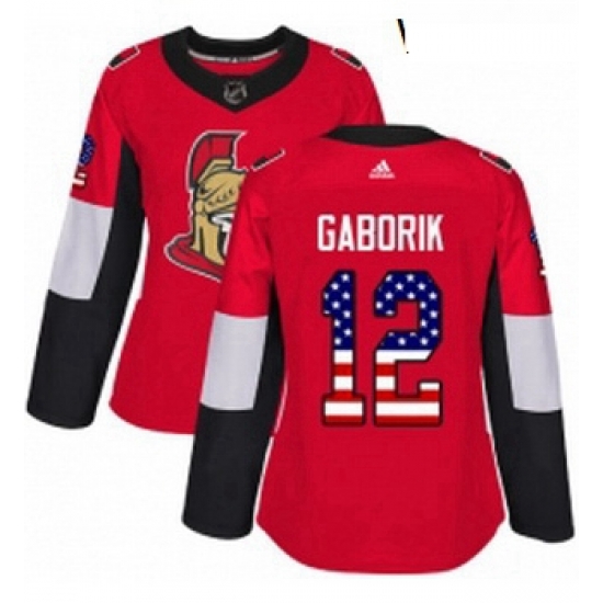 Womens Adidas Ottawa Senators 12 Marian Gaborik Authentic Red USA Flag Fashion NHL Jersey Womens Adidas Ottawa Senators 12 Marian Gaborik Authentic Red USA Flag Fashion NHL Jersey