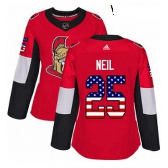 Womens Adidas Ottawa Senators 25 Chris Neil Authentic Red USA Flag Fashion NHL Jersey Womens Adidas Ottawa Senators 25 Chris Neil Authentic Red USA Flag Fashion NHL Jersey