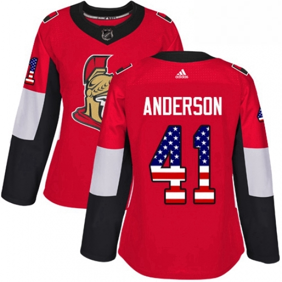 Womens Adidas Ottawa Senators 41 Craig Anderson Authentic Red USA Flag Fashion NHL Jersey Womens Adidas Ottawa Senators 41 Craig Anderson Authentic Red USA Flag Fashion NHL Jersey