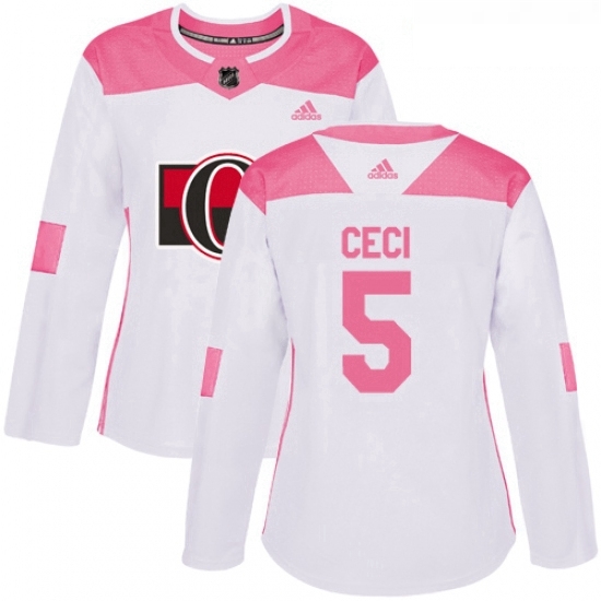 Womens Adidas Ottawa Senators 5 Cody Ceci Authentic WhitePink Fashion NHL Jersey Womens Adidas Ottawa Senators 5 Cody Ceci Authentic WhitePink Fashion NHL Jersey