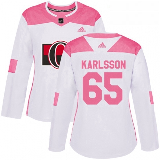 Womens Adidas Ottawa Senators 65 Erik Karlsson Authentic WhitePink Fashion NHL Jersey Womens Adidas Ottawa Senators 65 Erik Karlsson Authentic WhitePink Fashion NHL Jersey