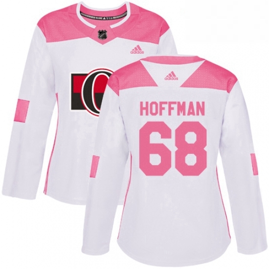 Womens Adidas Ottawa Senators 68 Mike Hoffman Authentic WhitePink Fashion NHL Jersey Womens Adidas Ottawa Senators 68 Mike Hoffman Authentic WhitePink Fashion NHL Jersey