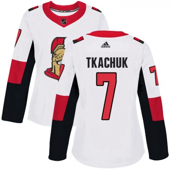 Womens Adidas Ottawa Senators 7 Brady Tkachuk Authentic White Away NHL Jersey Womens Adidas Ottawa Senators 7 Brady Tkachuk Authentic White Away NHL Jersey