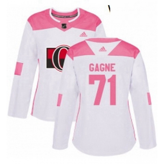 Womens Adidas Ottawa Senators 71 Gabriel Gagne Authentic WhitePink Fashion NHL Jersey Womens Adidas Ottawa Senators 71 Gabriel Gagne Authentic WhitePink Fashion NHL Jersey