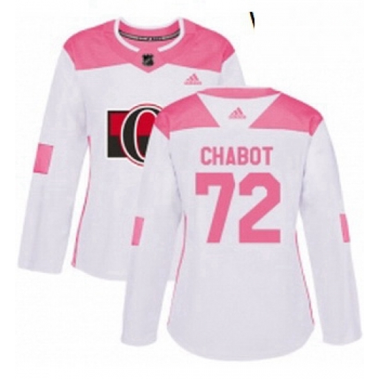 Womens Adidas Ottawa Senators 72 Thomas Chabot Authentic WhitePink Fashion NHL Jersey Womens Adidas Ottawa Senators 72 Thomas Chabot Authentic WhitePink Fashion NHL Jersey
